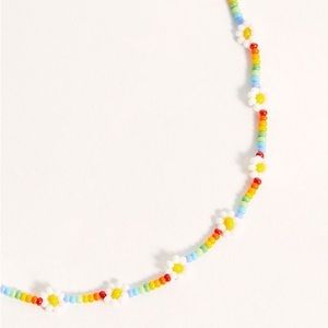 FREE PEOPLE Rainbow daisy flower seed love bead necklace